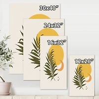 Designart - Abstract Yellow Sun and Moon With Tropical Leaf I