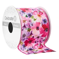 2.5" x 3yd. Wired Purple Floral Ribbon by Celebrate It™ Classic