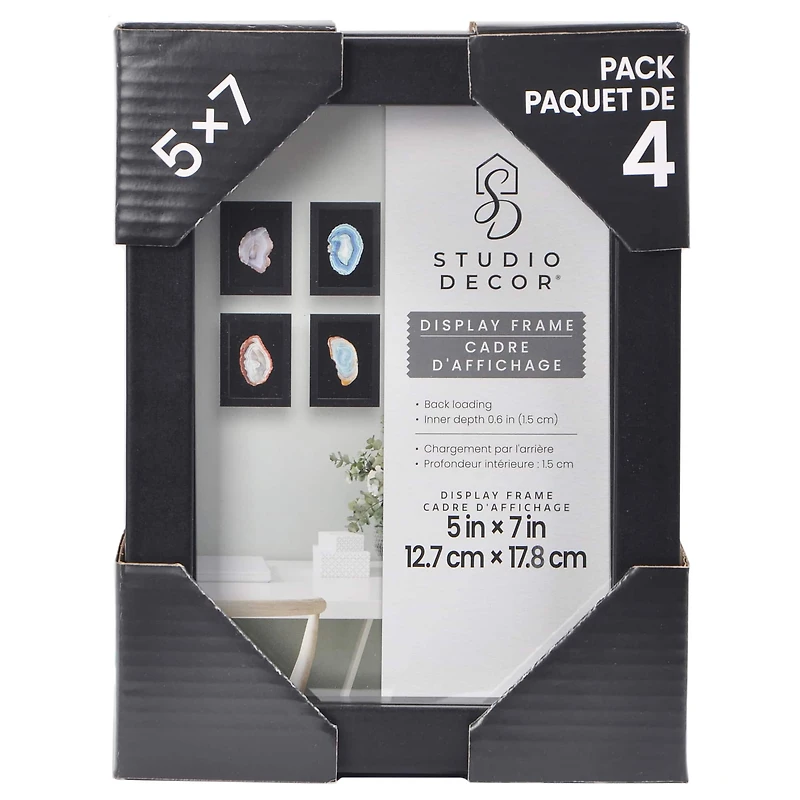 4 Pack 5" x 7" Black Back Loading Shadow Box by Studio Décor®