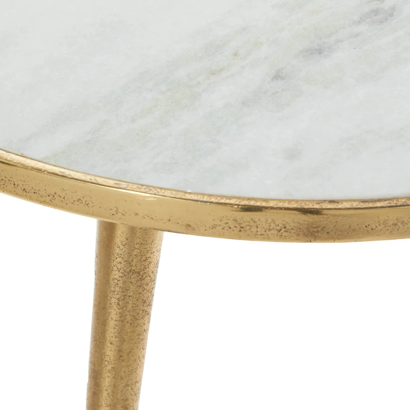 20'' Gold Aluminum & White Marble Modern Accent Table