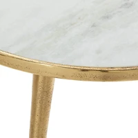 20'' Gold Aluminum & White Marble Modern Accent Table