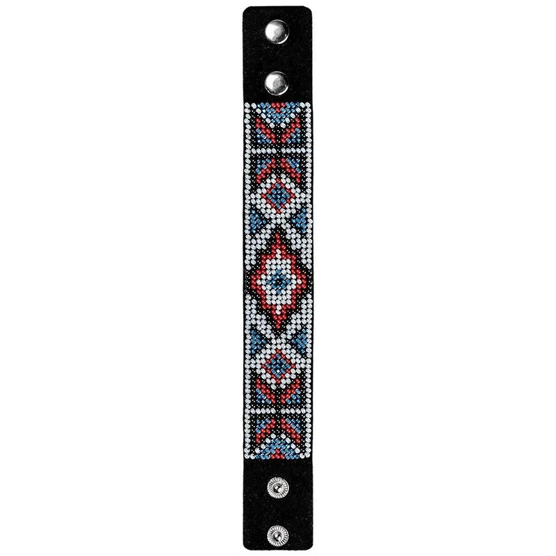 Wonderland Crafts Red & White Bead Artificial Leather Embroidery Bracelet Kit