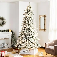 Glitzhome® White 26" Farm Fresh Christmas Trees Wooden Trapezoid Tree Collar