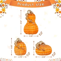 Glitzhome® Orange and White Lines Glass Pumpkin & Gourd Set