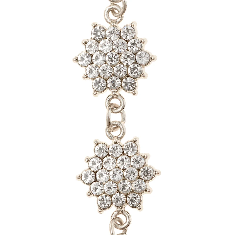 Rhodium with Clear Rhinestone Flower Beads, 24mm by Bead Landing™