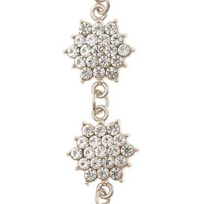 Rhodium with Clear Rhinestone Flower Beads, 24mm by Bead Landing™