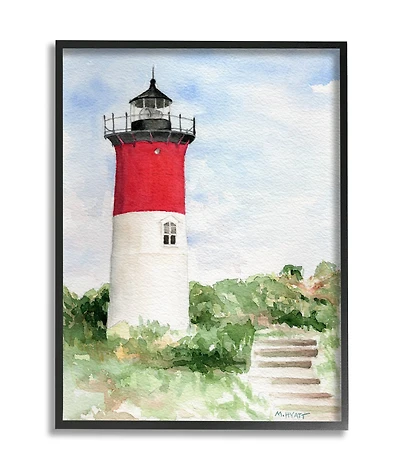 Stupell Industries Stairs Leading to Nauset Lighthouse Green Cliffside in Frame Wall Art