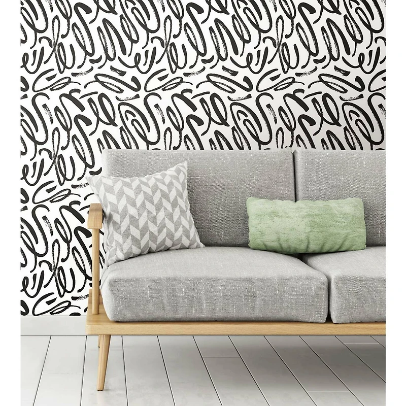 RoomMates Curly Strokes Peel & Stick Wallpaper