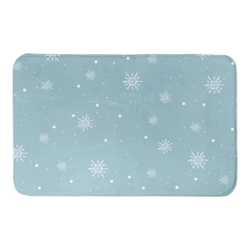 Blue Snowflake Pattern Bath Mat