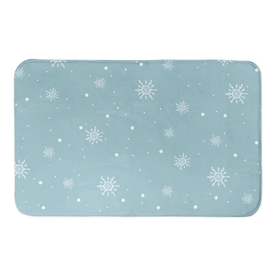 Blue Snowflake Pattern Bath Mat