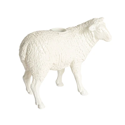 Hello Honey® 6.75" Long White Pastoral Elegance Sheep Taper Candle Holder