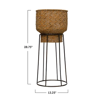 Hello Honey® Hand-Woven Planter with Metal Stand