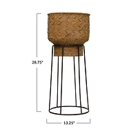 Hello Honey® Hand-Woven Planter with Metal Stand