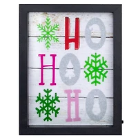 LED Lighted "HO HO HO" With Snowflakes Christmas Wall Art