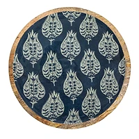 Hello Honey® Blue Floral Enameled Round Mango Wood Tray Set