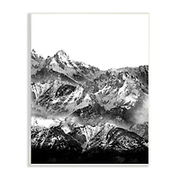 Stupell Industries Snow Cap Mountains High Contrast Black White Landscape Wall Plaque
