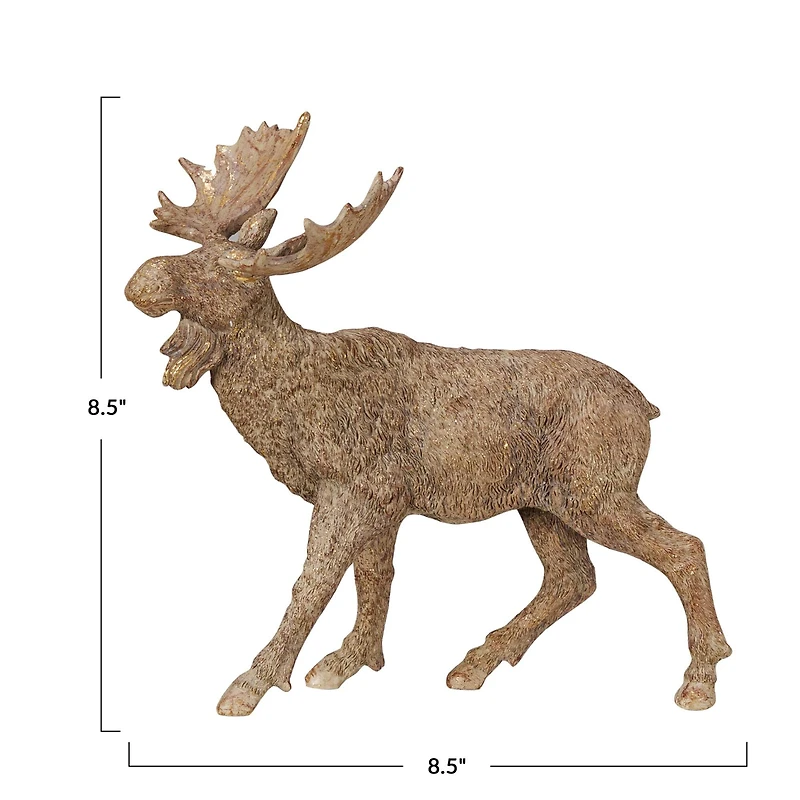 Hello Honey® 8.5" Antique Gold Finish Standing Moose Tabletop Accent