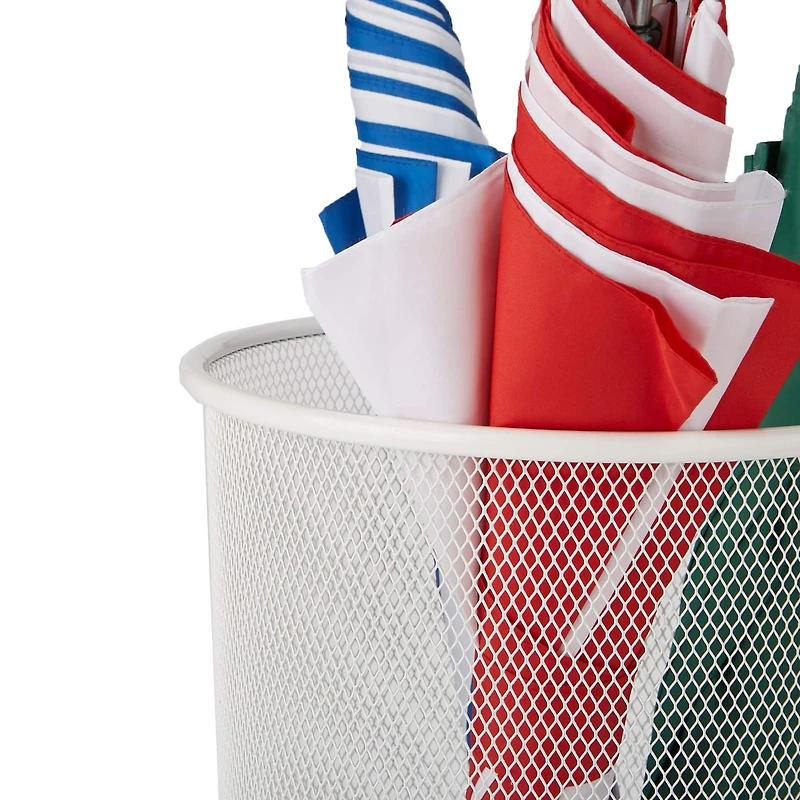 Mind Reader White Metal Mesh Umbrella Holder Basket