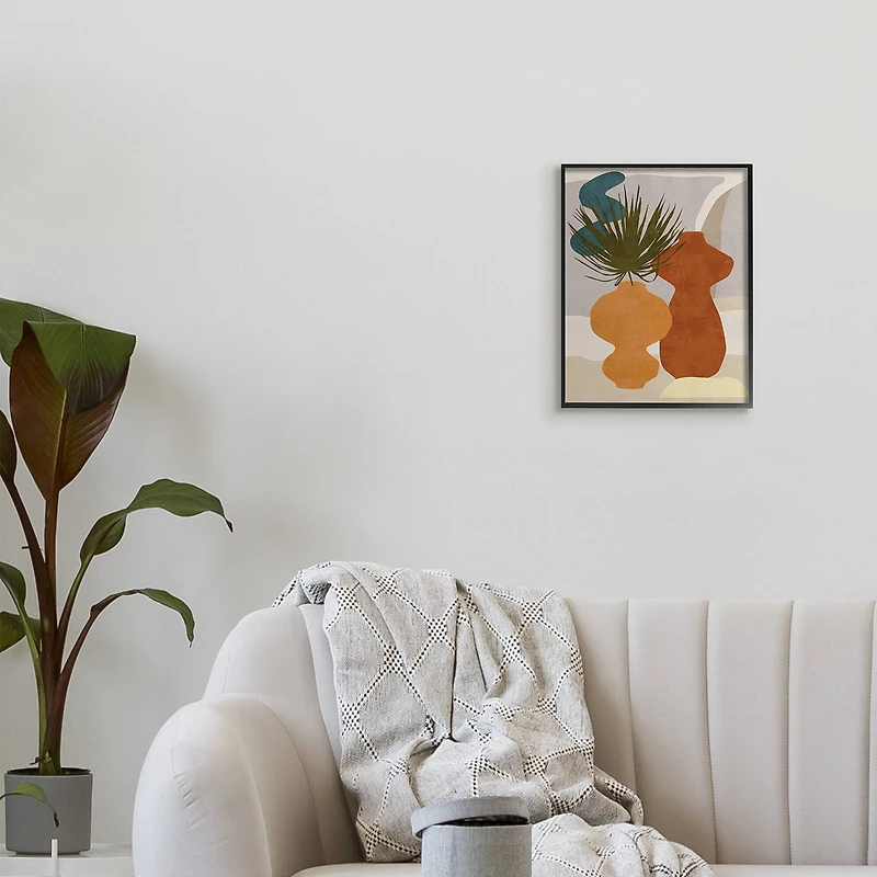 Stupell Industries Western Abstract Vases Brown Orange Green in Frame Wall Art