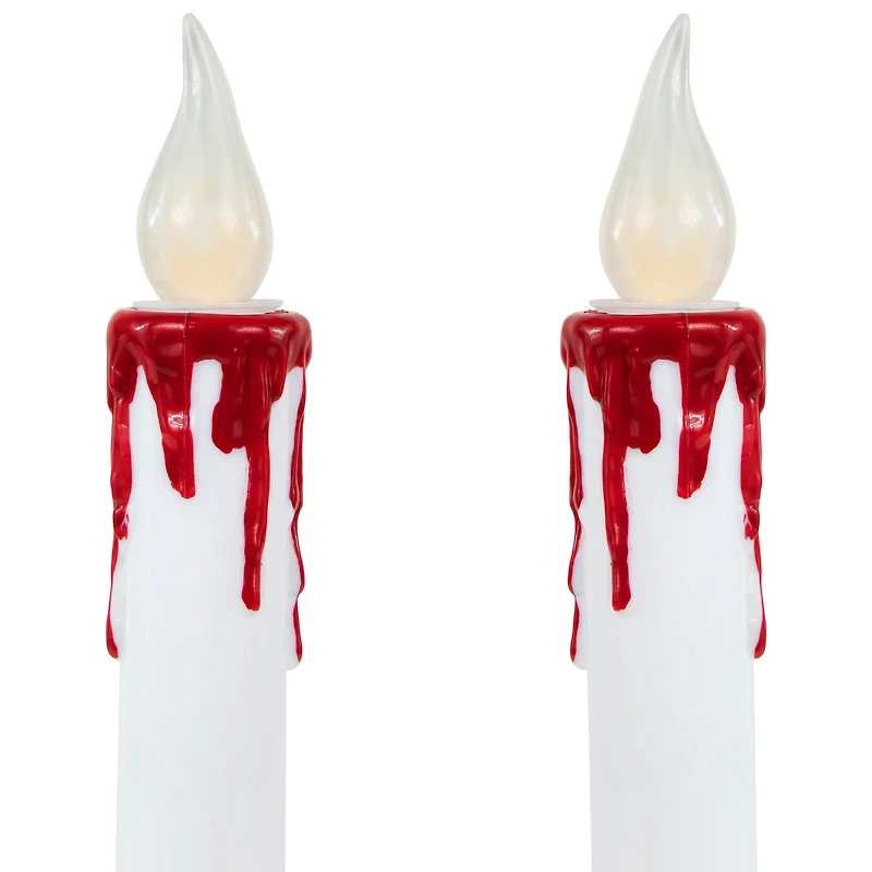 9" Pre-Lit LED White & Red Halloween Candles, 2ct.