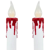 9" Pre-Lit LED White & Red Halloween Candles, 2ct.