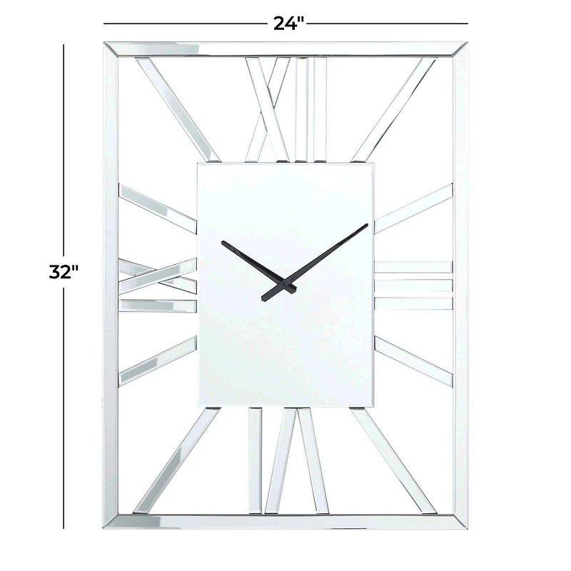 Silver MDF Glam Wall Clock, 32" x 2" x 24"