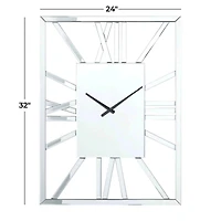 Silver MDF Glam Wall Clock, 32" x 2" x 24"