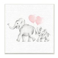 Stupell Industries Elephant Family Pink Balloon Linen Look, 12" x 12"