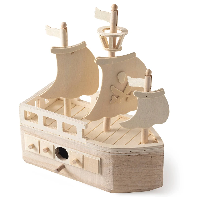11" Pirate Ship Wooden Birdhouse by Make Market®