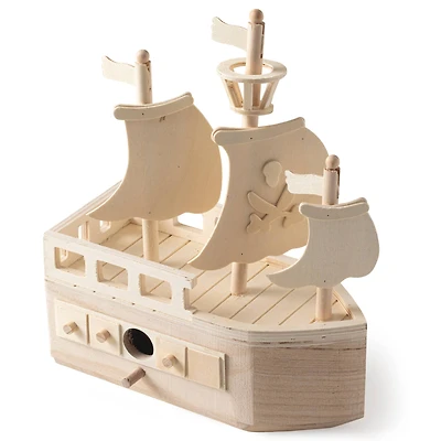 11" Pirate Ship Wooden Birdhouse by Make Market®