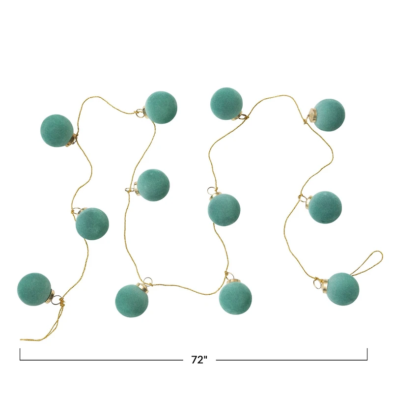 Hello Honey® 6ft. Mint Flocked Glass Ball Ornament Garland
