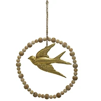 Hello Honey® 11.5" Round Wood & Metal Wall Hanging with Beads & Embossed Dove
