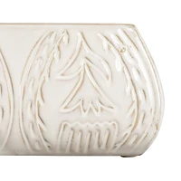 Hello Honey® 10" White Stoneware Planter with Etched Flower Design