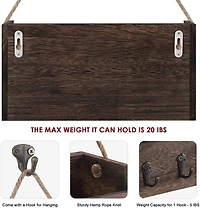 NEX™ Brown Hanging Wall-Mounted Mail Organizer with 5 Hooks