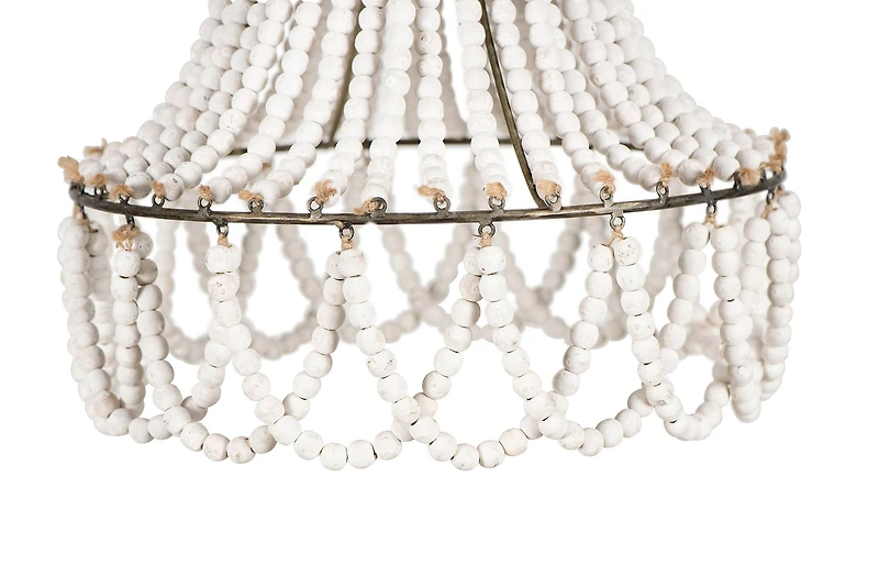 Hello Honey® 20" White Wood Bead Draped Chandelier