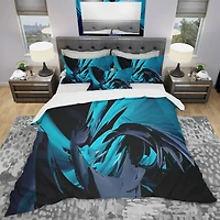 Designart 'Cyan and Grey Mixer' Modern & Contemporary Bedding Set