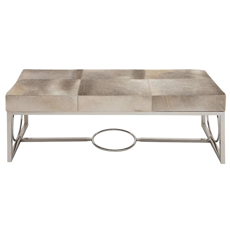 Silver Stainless Steel Contemporary Bench, 17' x 48" x 18"