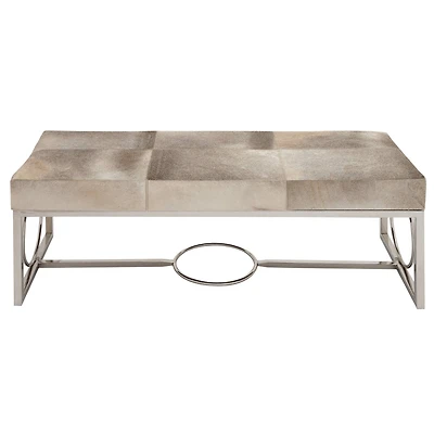 Silver Stainless Steel Contemporary Bench, 17' x 48" x 18"