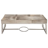 Silver Stainless Steel Contemporary Bench, 17' x 48" x 18"
