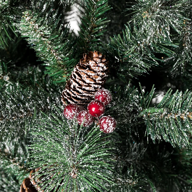 5ft. Pre-Lit Flocked Pine Artificial Christmas Tree in Black Urn, Warm White Lights