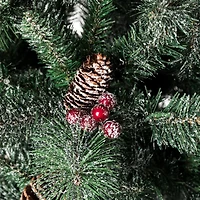 5ft. Pre-Lit Flocked Pine Artificial Christmas Tree in Black Urn, Warm White Lights