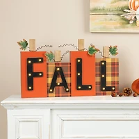Glitzhome® 18" Lighted Wooden Fall Pumpkins Table Décor