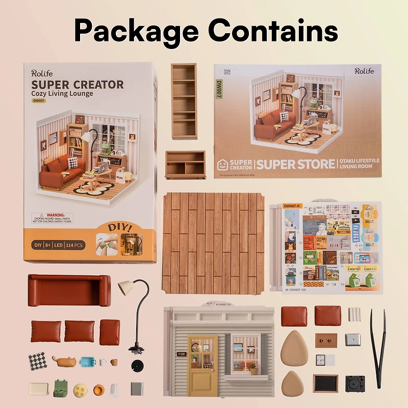Rolife® Super Creator Cozy Living Lounge DIY Miniature Kit