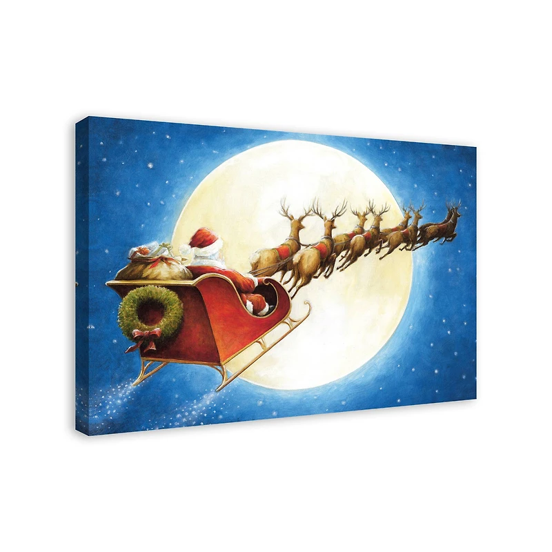 Santa Sleigh Moon Canvas Wall Art