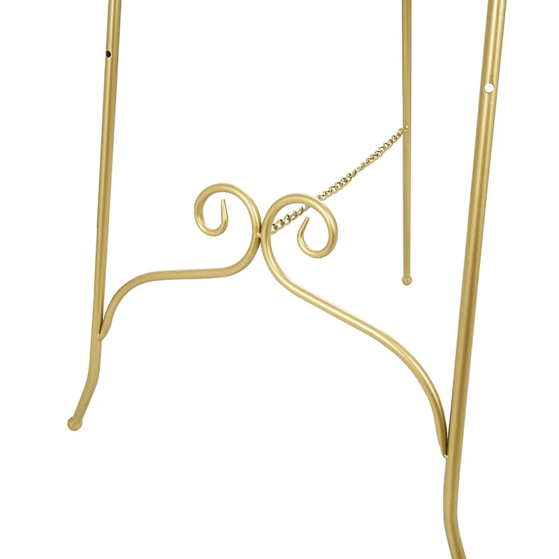 63" Gold Metal Scroll 3-Tier Display Easel