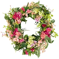 24" Leafy Hydrangea Floral Spring Wreath