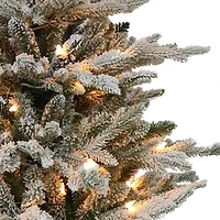2ft. Pre-Lit Potted Flocked Pencil Arctic Fir Artificial Christmas Tree, Clear Lights