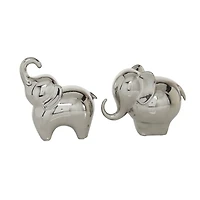 Silver Contemporary Elephant Sculpture Set