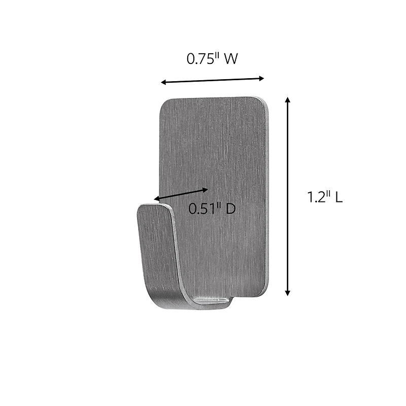 Command™ Small Decorative Metal Hooks, Stainless Steel