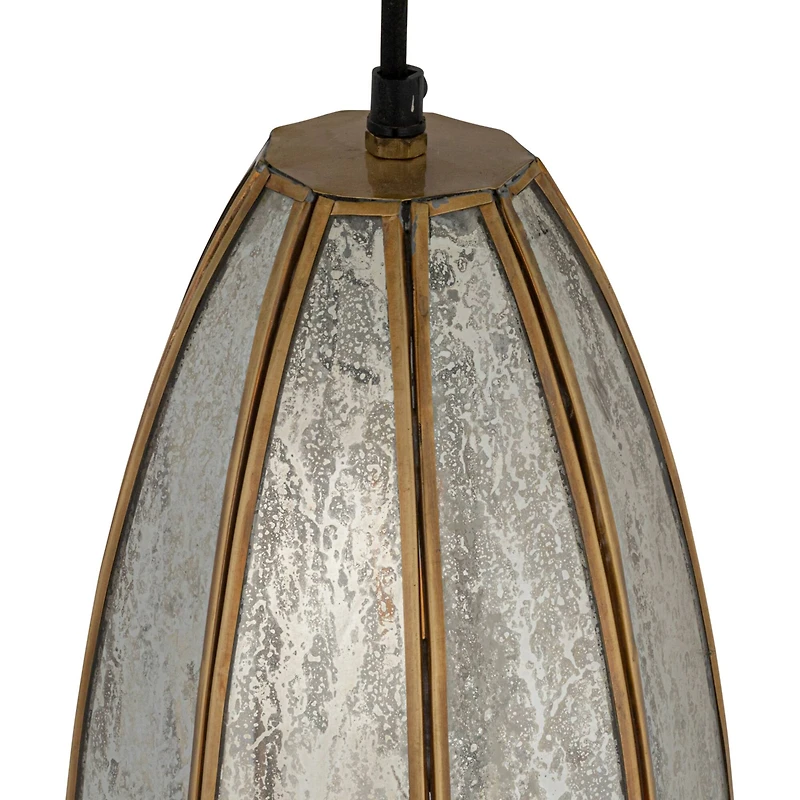 Hello Honey® Antiqued Mirrored Mercury Glass Pendant with Gold Framework Design